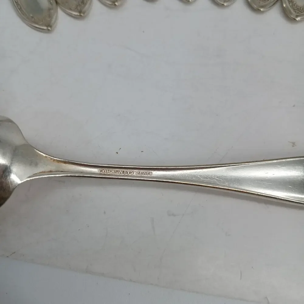 10X Tsp Oneida Silverplate SHERATON DINNER Teaspoons Community Plate 1910